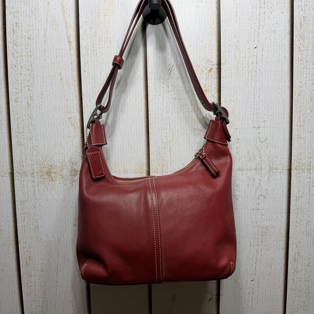 Coach Vintage Red Leather Legacy Sling Hobo Bag 9566 Y2K Shoulder Bag - Picture 2 of 13